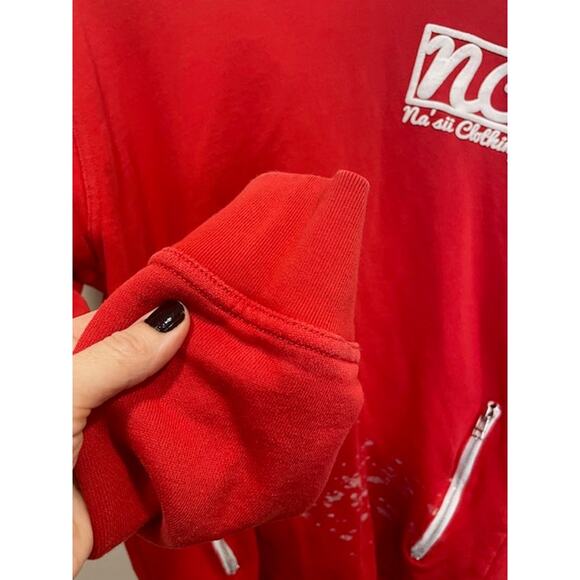 Nas'ii Red Sweats Track Suit Zipper Paint Splatter Streetwear Size Med - Picture 13 of 15